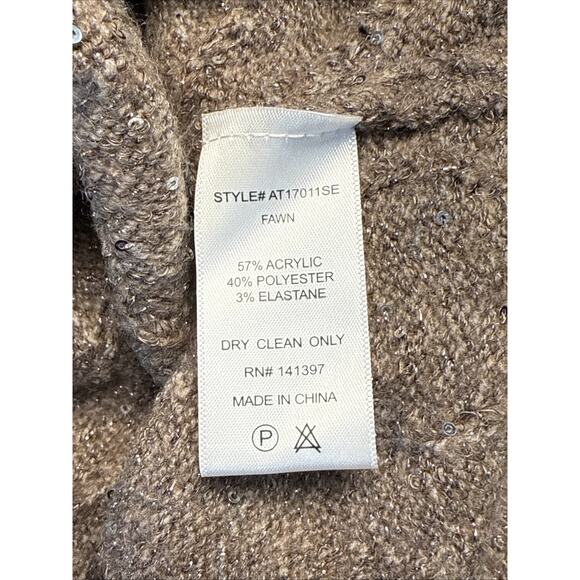 NWT ASTR The Label Metallic Sequin Surplice Cable Stitch Sweater Fawn Women's SM - Picture 5 of 5